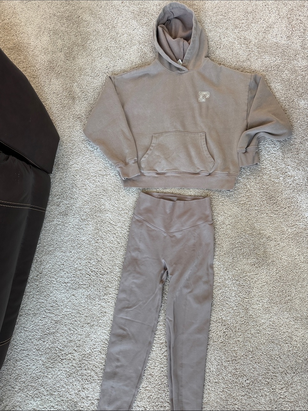 Pink Women's High-Waist Leggings in Taupe
